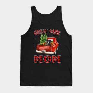 Christmas Great Dane Mom Santa Hat Truck Tree Plaid Dog Mom Christmas Tank Top